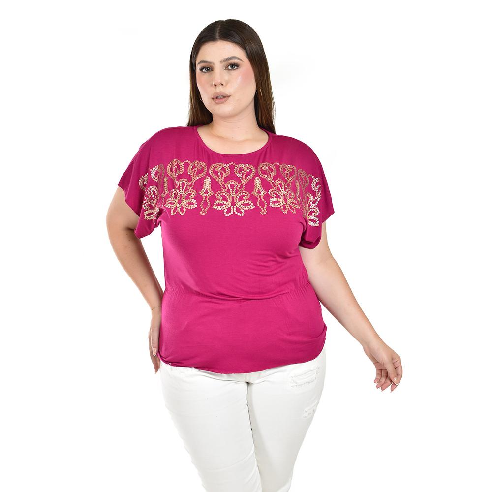 Foto 2 pulgar | Blusa con Lentejuelas Roman Fashion Rosa para Mujer