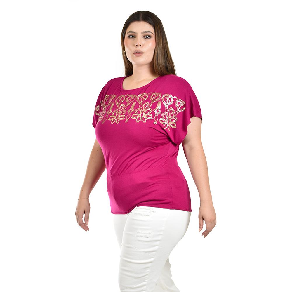 Foto 3 pulgar | Blusa con Lentejuelas Roman Fashion Rosa para Mujer