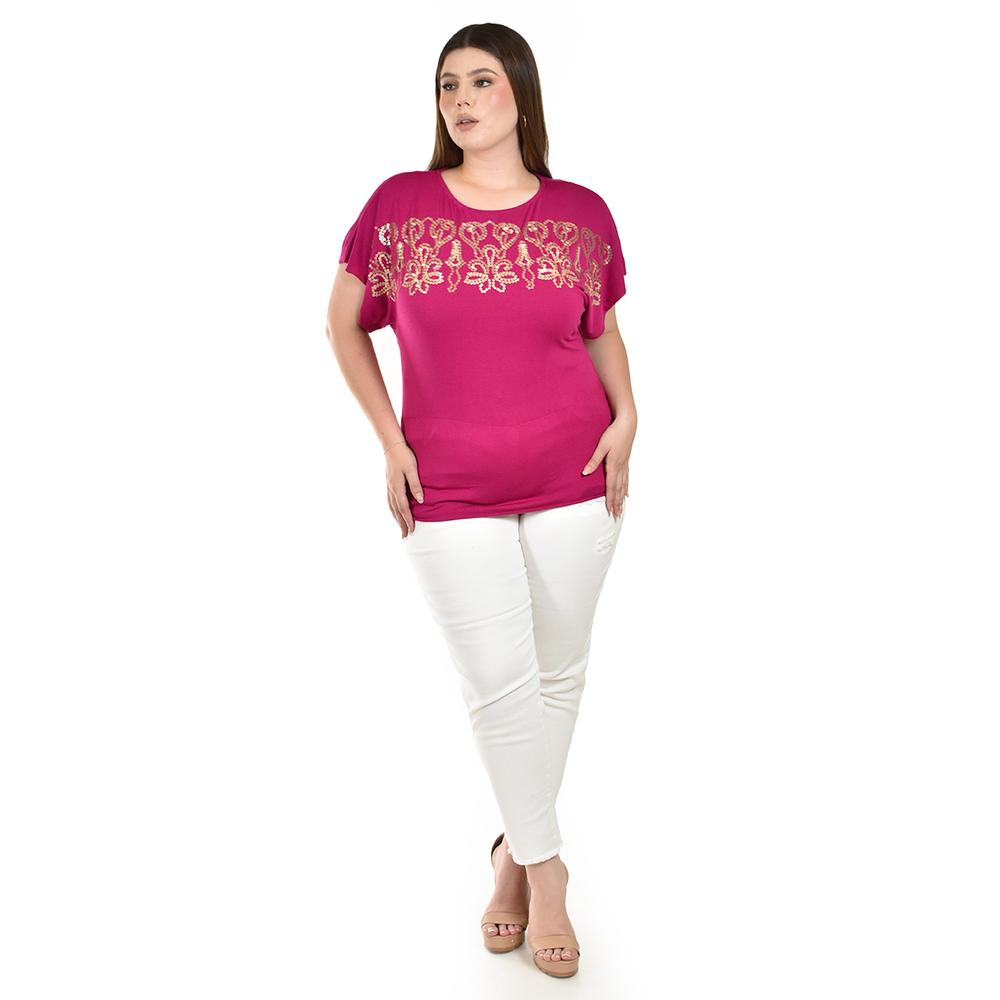 Foto 6 pulgar | Blusa con Lentejuelas Roman Fashion Rosa para Mujer