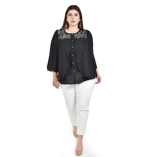 Foto 5 | Blusa con Encaje Roman Fashion Negra para Mujer
