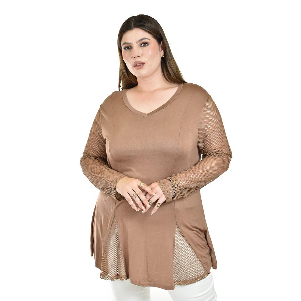 Foto 2 pulgar | Blusa con Malla Roman Fashion Café para Mujer