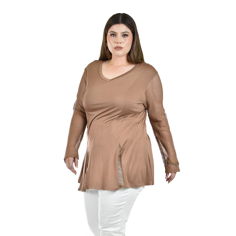 Foto 3 pulgar | Blusa con Malla Roman Fashion Café para Mujer