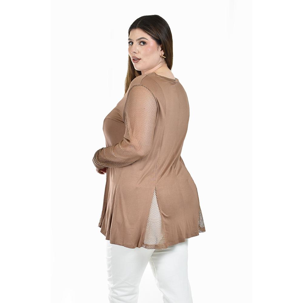 Foto 4 pulgar | Blusa con Malla Roman Fashion Café para Mujer