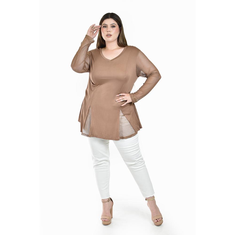 Foto 5 pulgar | Blusa con Malla Roman Fashion Café para Mujer