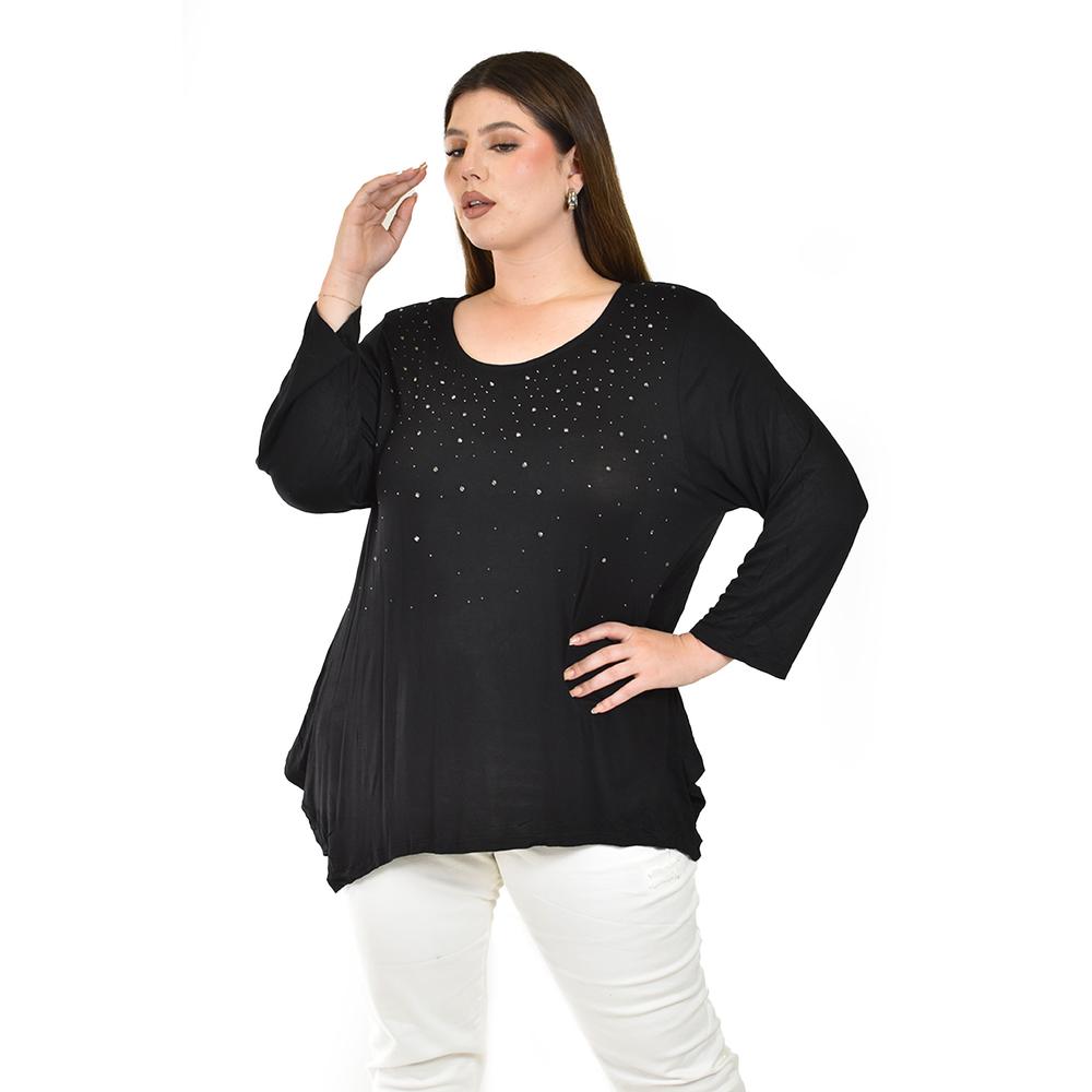 Foto 2 pulgar | Blusa Asimétrica con Pedrería Roman Fashion para Mujer