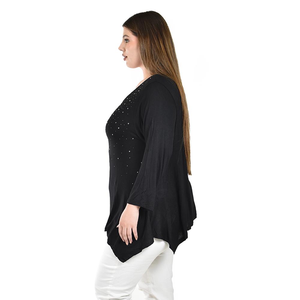 Foto 3 pulgar | Blusa Asimétrica con Pedrería Roman Fashion para Mujer