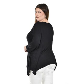 Foto 3 | Blusa Asimétrica con Pedrería Roman Fashion para Mujer