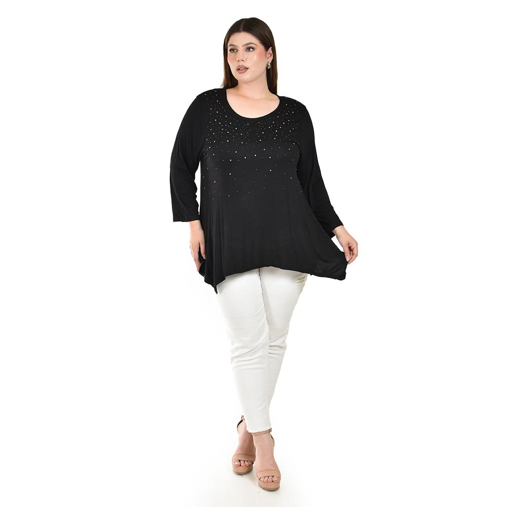 Foto 6 pulgar | Blusa Asimétrica con Pedrería Roman Fashion para Mujer