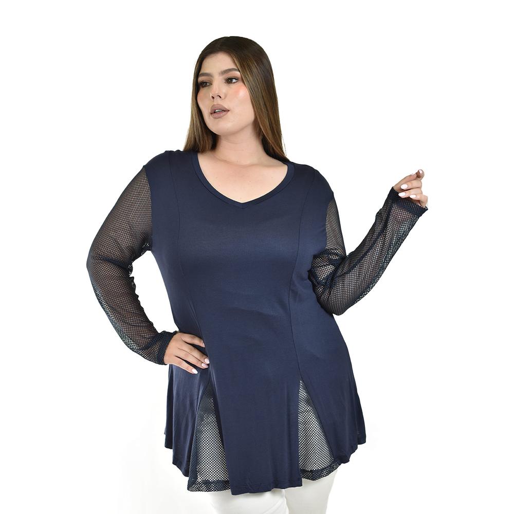 Foto 2 pulgar | Blusa Azul Roman Fashion para Mujer