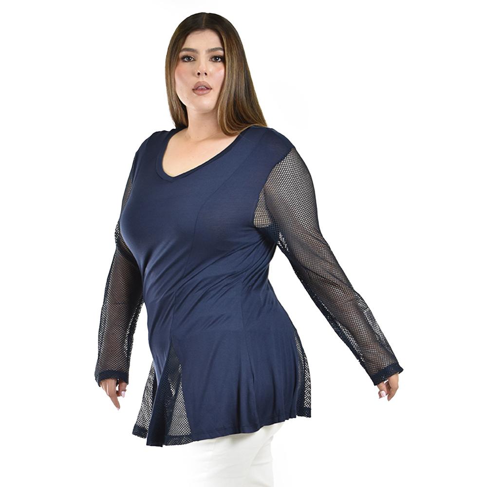 Foto 3 pulgar | Blusa Azul Roman Fashion para Mujer