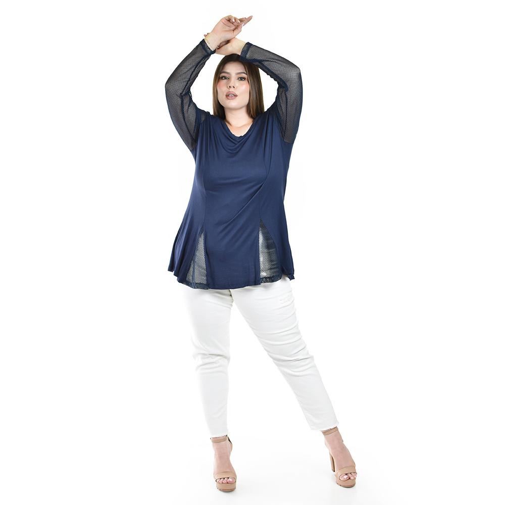 Foto 5 pulgar | Blusa Azul Roman Fashion para Mujer