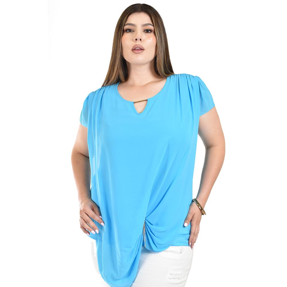 Foto 2 pulgar | Blusa Asimétrica Roman Fashion para Mujer