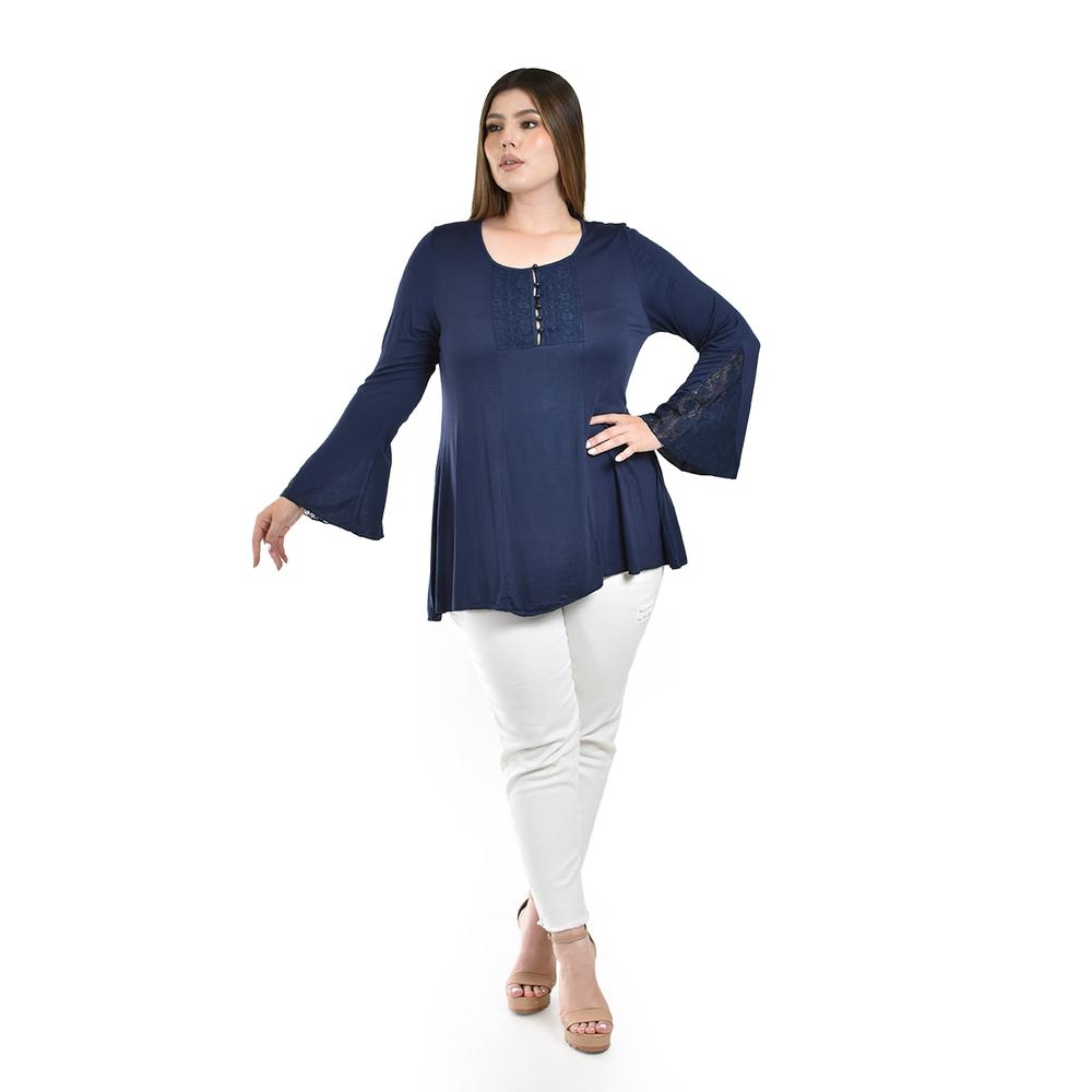 Foto 5 pulgar | Blusa Azul Roman Fashion para Mujer