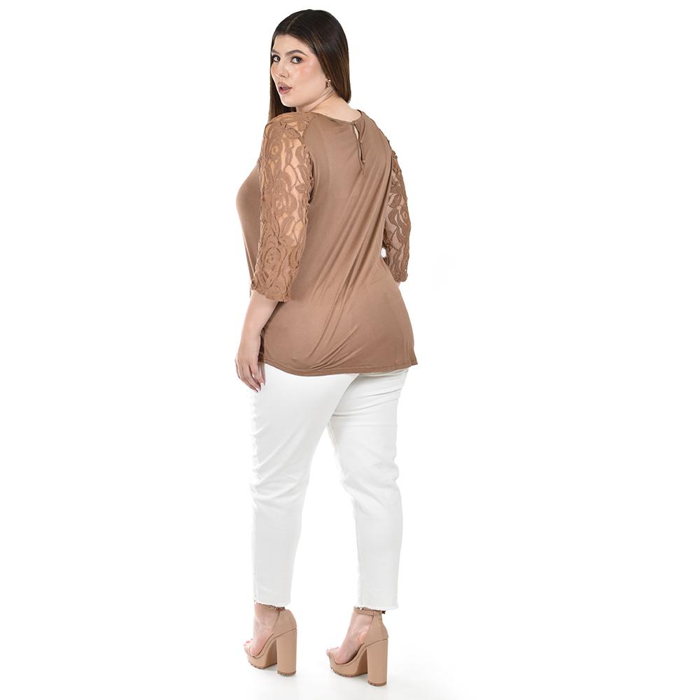 Foto 4 pulgar | Blusa con Encaje Floral Roman Fashion para Mujer