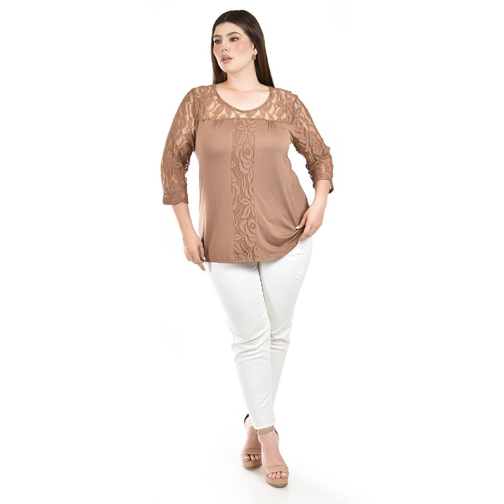 Foto 5 pulgar | Blusa con Encaje Floral Roman Fashion para Mujer