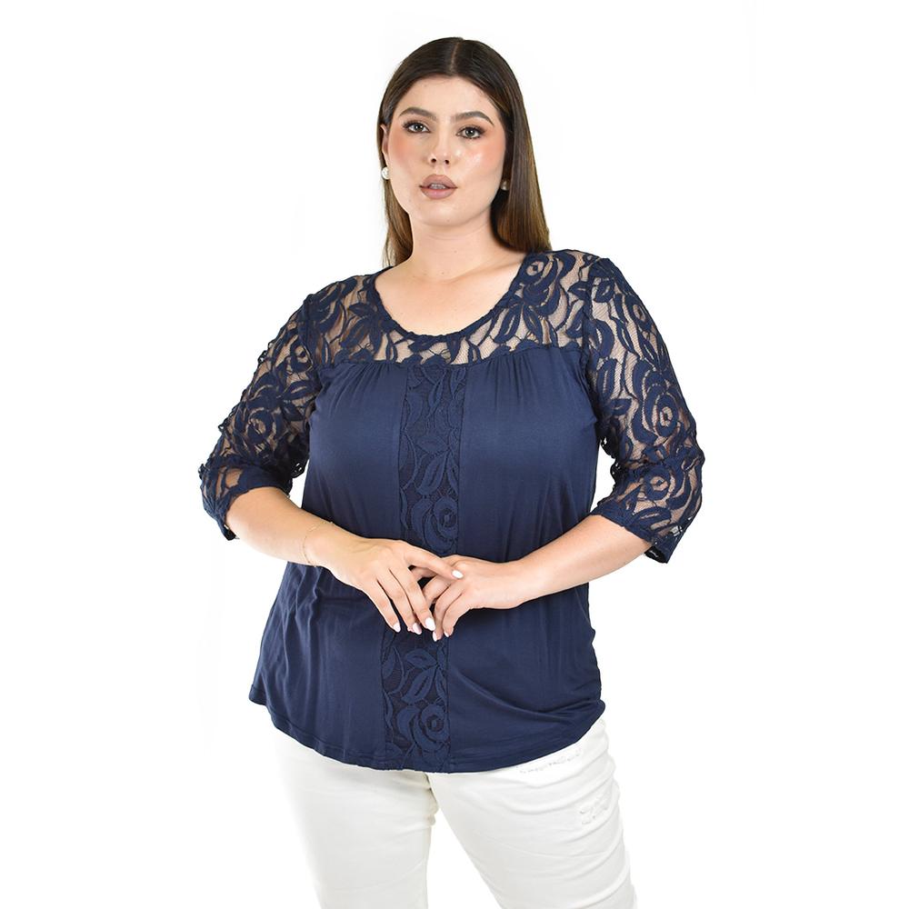 Foto 2 pulgar | Blusa de Encaje Roman Fashion para Mujer
