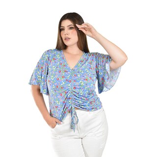 Foto 1 | Blusa con Jareta Roman Fashion Azul para Mujer