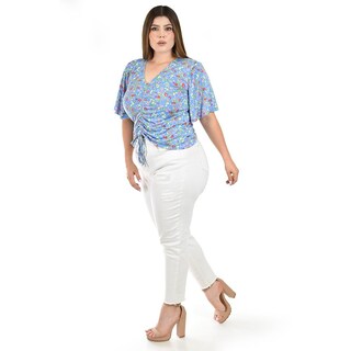 Foto 2 | Blusa con Jareta Roman Fashion Azul para Mujer