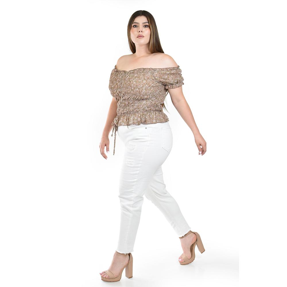 Foto 3 pulgar | Blusa Smock Café para Mujer