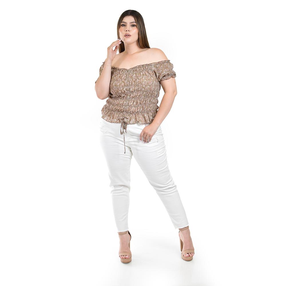 Foto 5 pulgar | Blusa Smock Café para Mujer