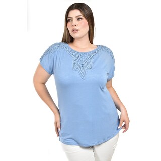 Foto 1 | Blusa con Encaje Roman Fashion Azul para Mujer