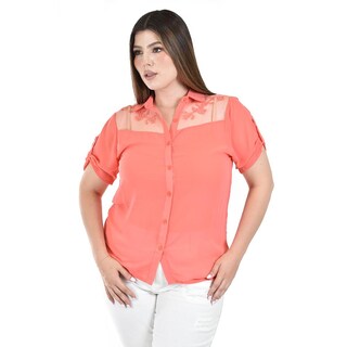 Foto 1 | Blusa con Trasparencias y Bordado Roman Fashion para Mujer