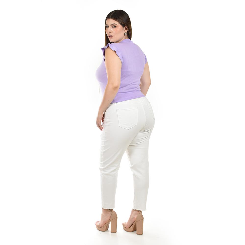Foto 4 pulgar | Top de Canale con Olán Roman Fashion Lila para Mujer