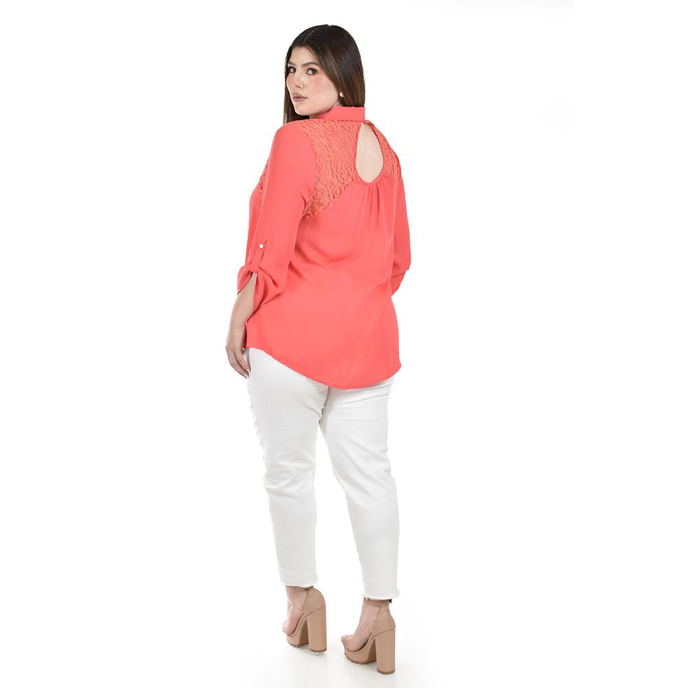 Foto 4 pulgar | Blusa con Detalles de Encaje Roman Fashion para Mujer