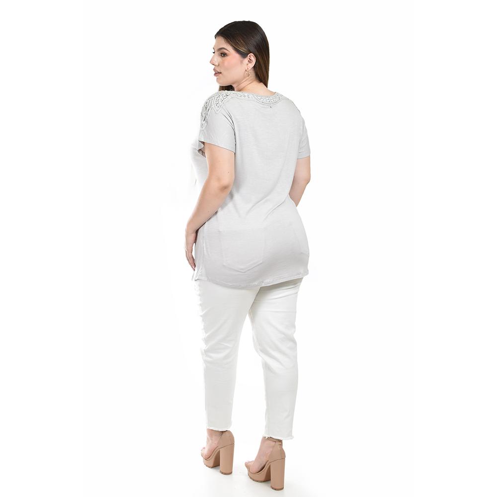 Foto 4 pulgar | Blusa con Detalle de Encaje Roman Fashion para Mujer