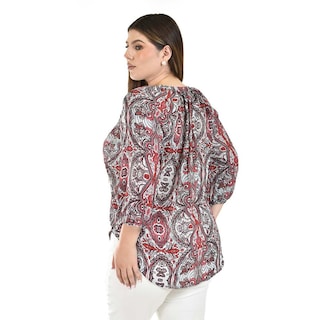 Foto 3 | Blusa con Estampado Roman Fashion Roja para Mujer