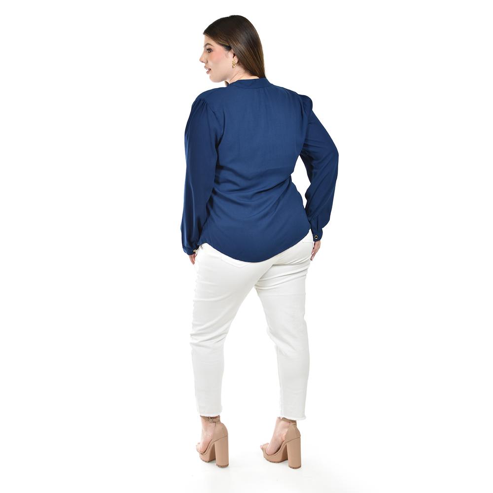 Foto 4 pulgar | Blusa de Manga Larga Roman Fashion Azul para Mujer