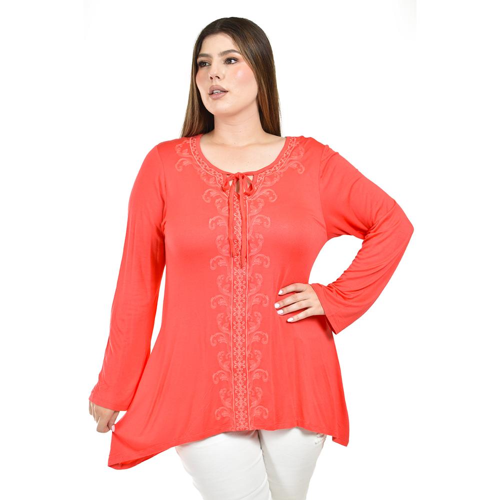 Foto 1 | Blusa con Bordados Roman Fashion Coral para Mujer