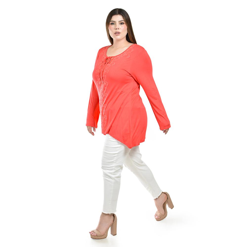 Foto 2 | Blusa con Bordados Roman Fashion Coral para Mujer