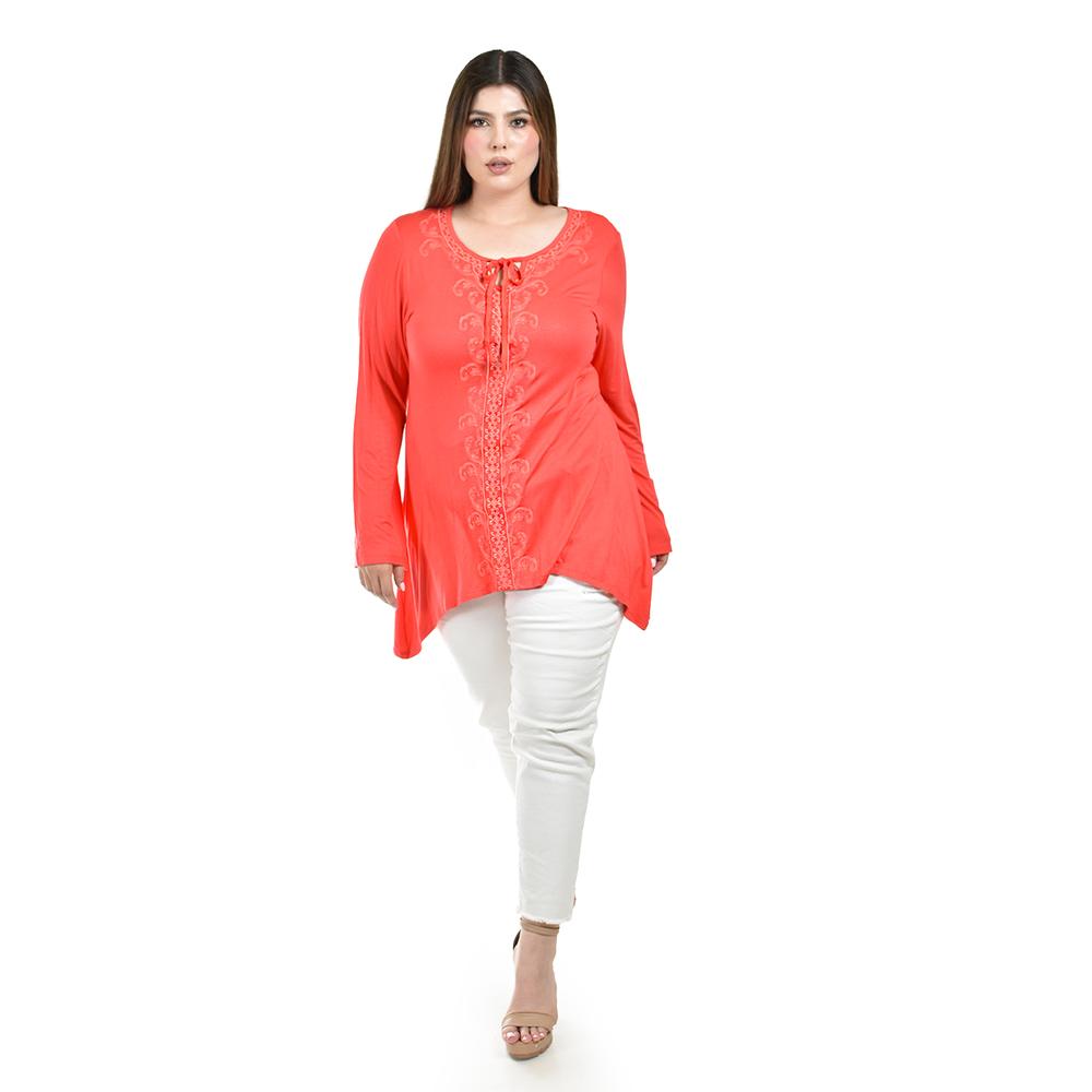 Foto 3 | Blusa con Bordados Roman Fashion Coral para Mujer
