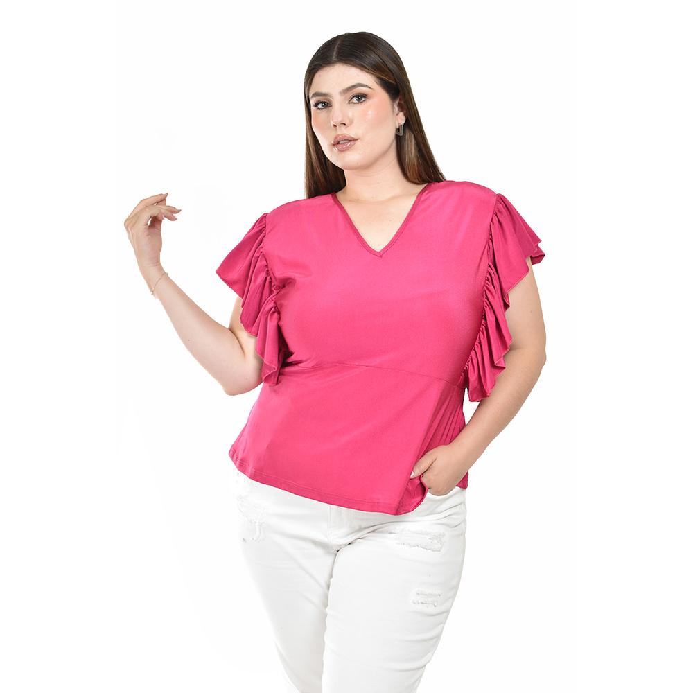 Foto 1 | Blusa de Olanes Roman Fashion Fucsia para Mujer