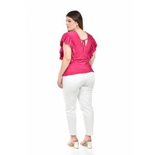 Foto 3 | Blusa de Olanes Roman Fashion Fucsia para Mujer