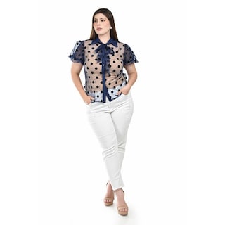 Foto 4 | Blusa Transparente con Lunares Roman Fashion para Mujer