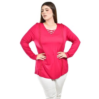 Foto 1 | Blusa con Encaje y Escote Cruzado Roman Fashion para Mujer