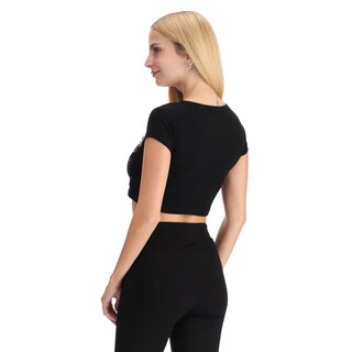 Foto 2 | Crop Top Negro De Dama Estampado Metálico Puntos Boy London