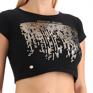Foto 3 | Crop Top Negro De Dama Estampado Metálico Puntos Boy London