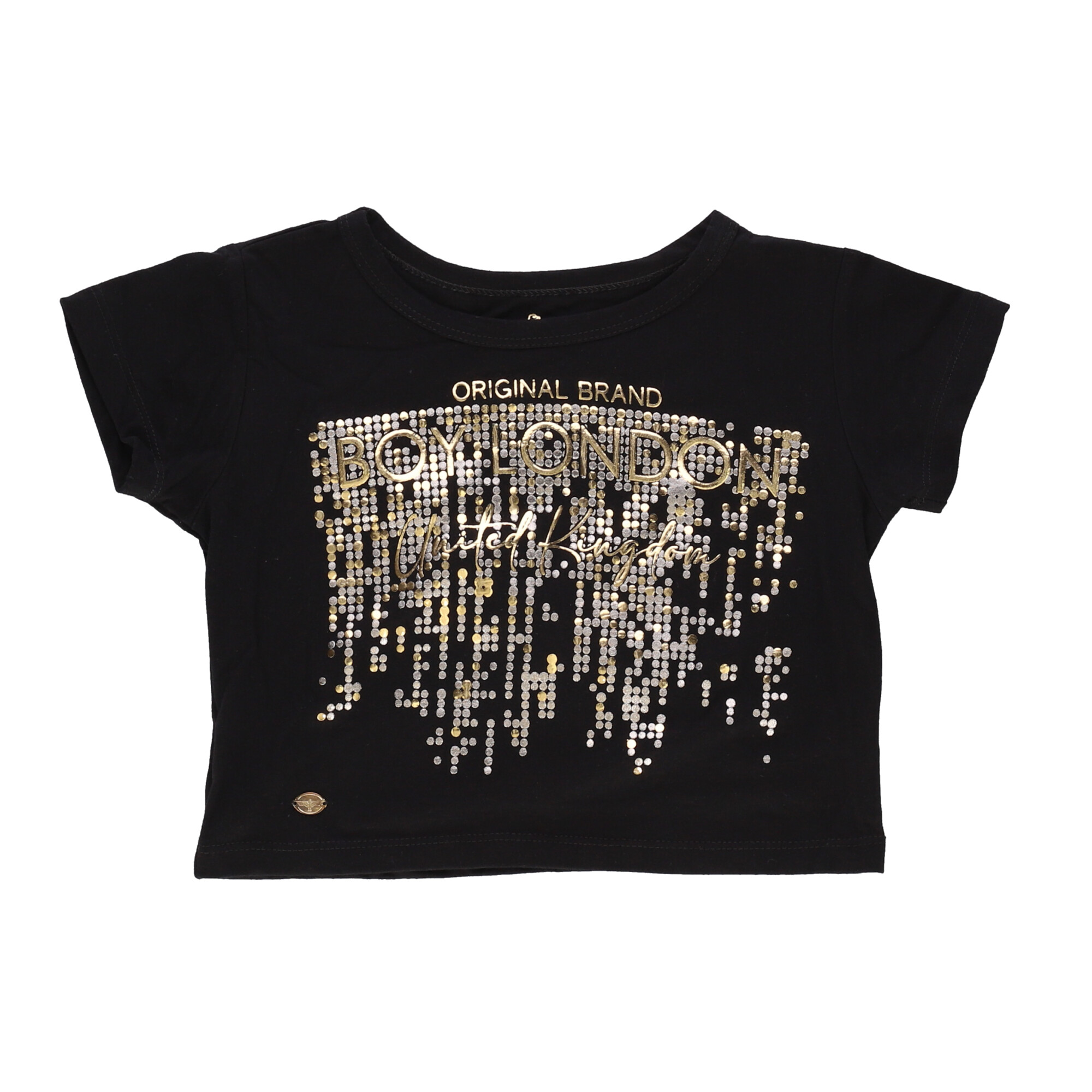 Foto 5 pulgar | Crop Top Negro De Dama Estampado Metálico Puntos Boy London