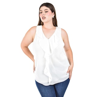 Foto 1 | Blusa de Chifón con Escarolas Roman Fashion para Mujer