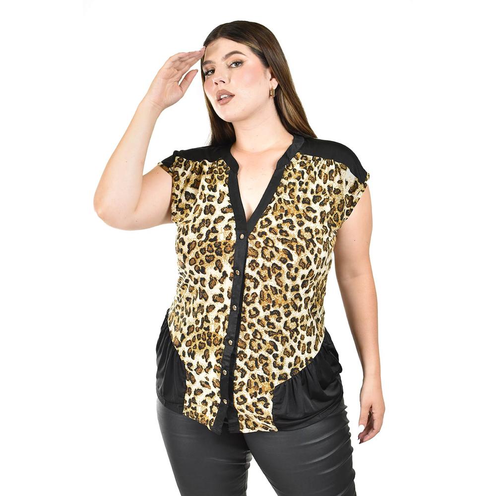 Foto 2 pulgar | Blusa sin Mangas Animal Print Roman Fashion para Mujer