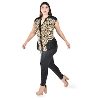 Foto 2 | Blusa sin Mangas Animal Print Roman Fashion para Mujer