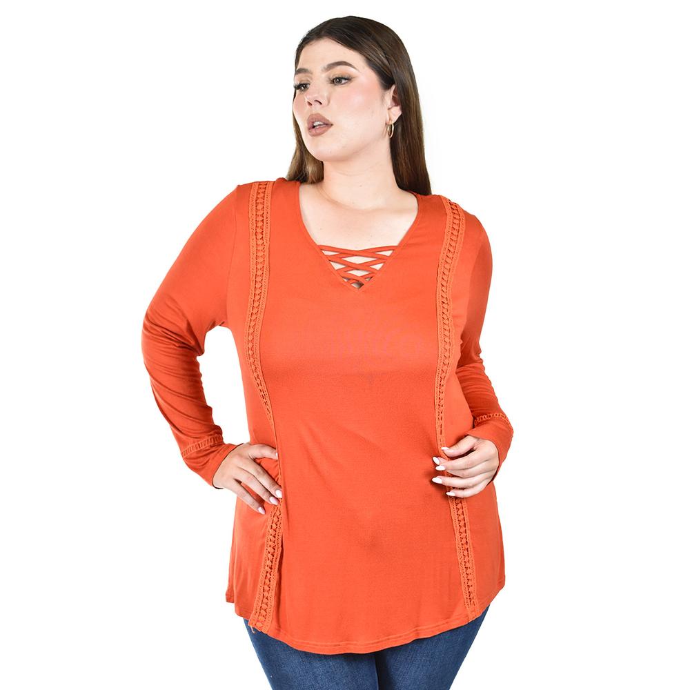 Foto 2 pulgar | Blusa con Encaje Roman Fashion para Mujer