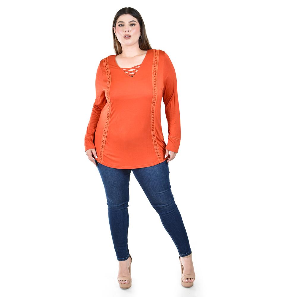 Foto 6 pulgar | Blusa con Encaje Roman Fashion para Mujer