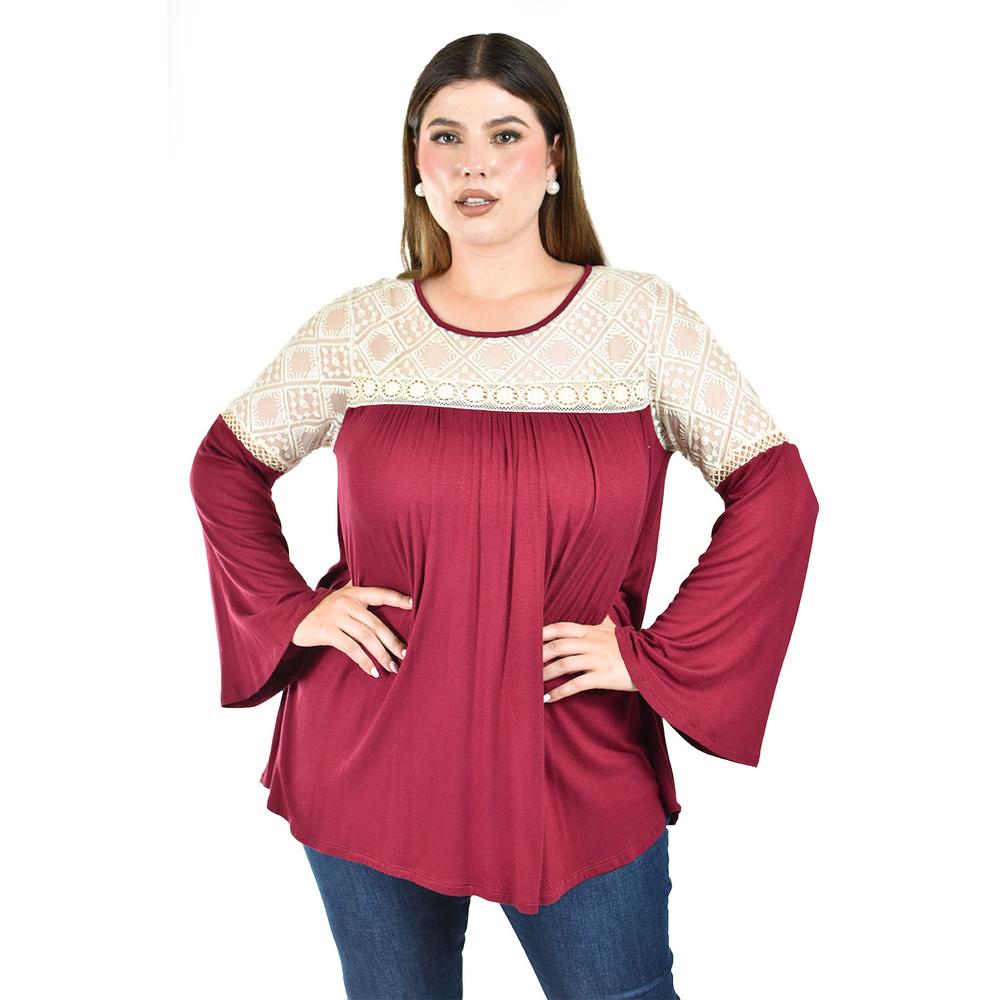 Foto 2 pulgar | Blusa de Manga Acampanada Roman Fashion para Mujer