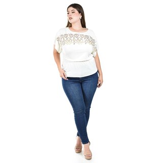 Foto 5 | Blusa Casual con Lentejuelas Roman Fashion Blanca para Mujer