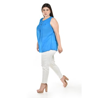 Foto 2 | Blusa Semitransparente Roman Fashion Azul para Mujer