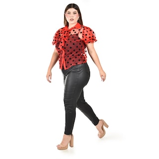 Foto 2 | Blusa con Lunares Roman Fashion Roja para Mujer